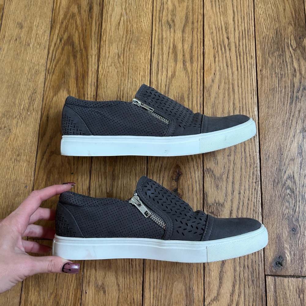 Report Womens Gray Perforated Slip On Zipper Sneakers Size 8 Casual Shoes